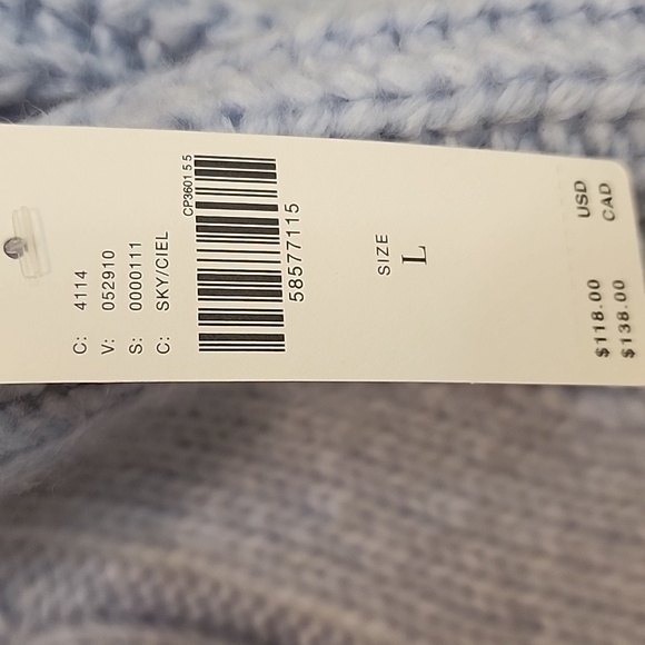 ANTHROPOLOGIE SWEATER RAMONA NWT BLUE V-neck Pullover Cable 7%Angora Knit - Picture 3 of 9